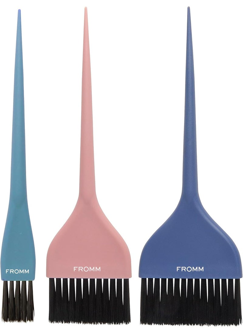 Fromm Color Studio Soft Color Brushes for Professional Hair Stylists, Tapered Tips for All Hair Lengths and Color Techniques, 3 Pack 