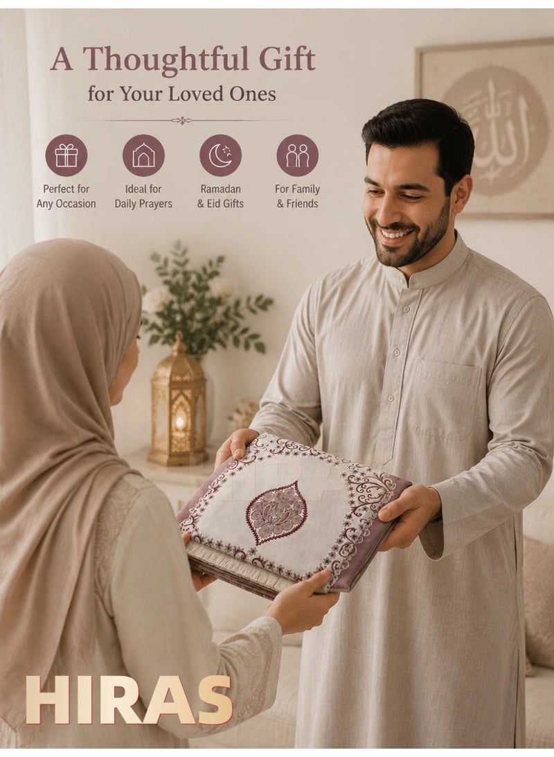 Hiras Prayer Mat Muslim Prayer Rug with Portable Bag, Water Proof Soft Fabric Foldable Prayer Mat 110*70 cm Red - Image 3