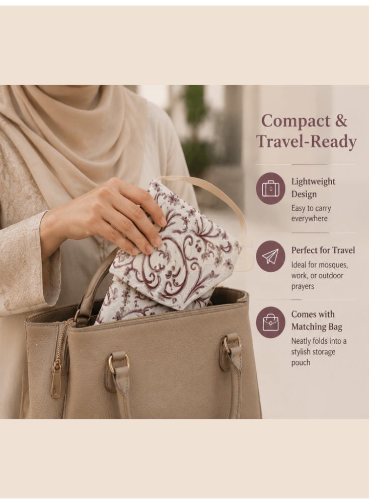 Hiras Prayer Mat Muslim Prayer Rug with Portable Bag, Water Proof Soft Fabric Foldable Prayer Mat 110*70 cm Red - Image 4