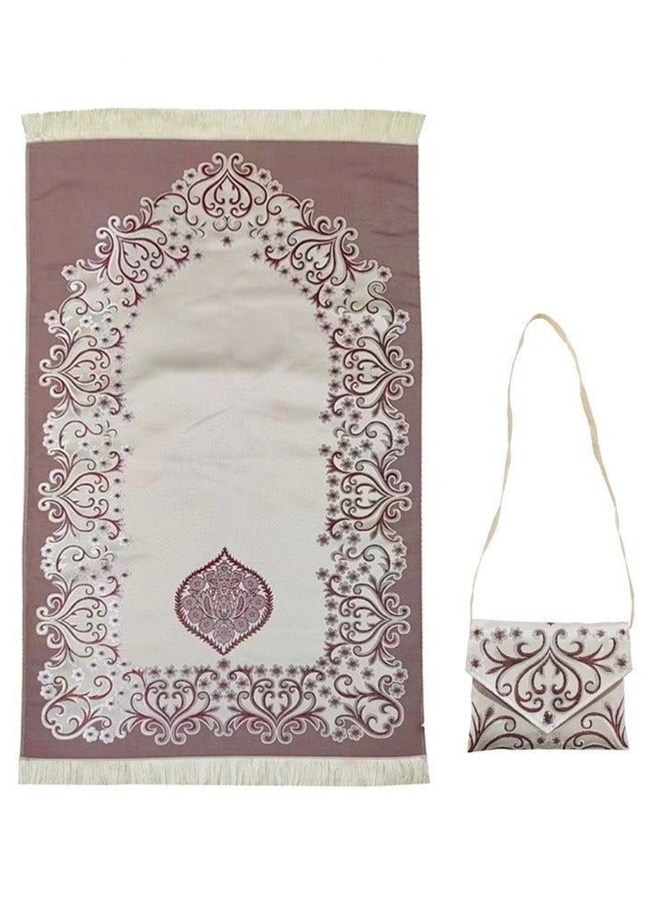 Hiras Prayer Mat Muslim Prayer Rug with Portable Bag, Water Proof Soft Fabric Foldable Prayer Mat 110*70 cm Red - Image 5