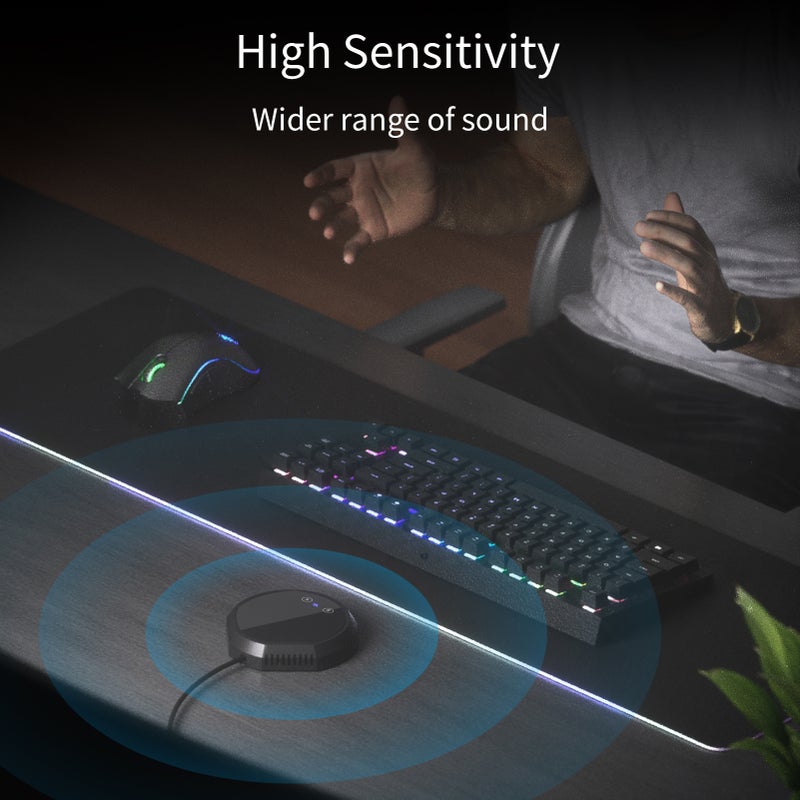 USB Microphone: 360° Omnidirectional Pickup, Noise-canceling Tech, Built-in Speaker & BT Module - Touch-Sensor Mute, Plug&Play for Online Meetings, Home Studio, Laptop & PC Use - Image 4