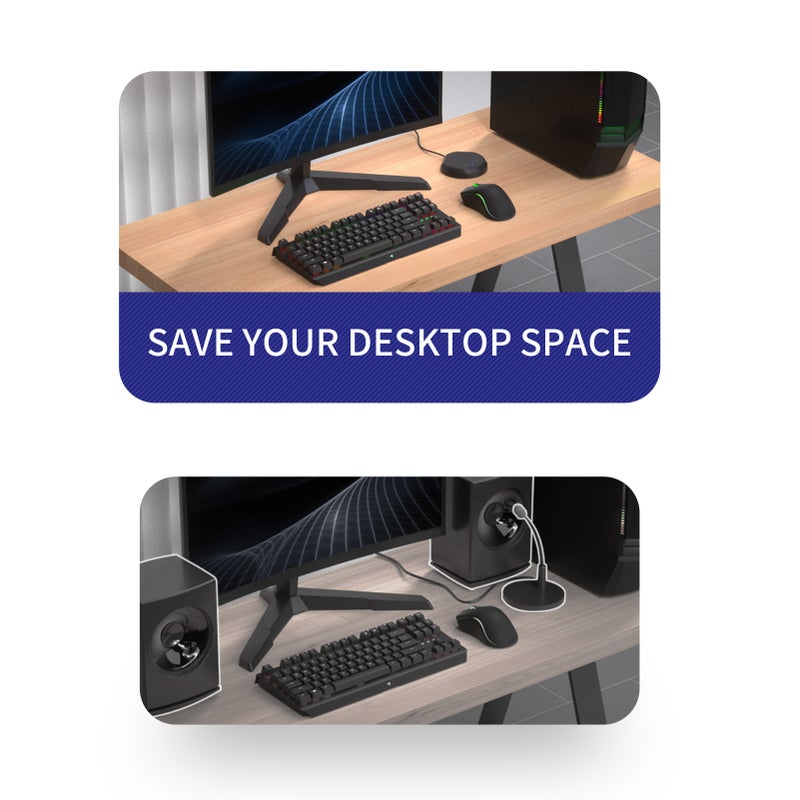 USB Microphone: 360° Omnidirectional Pickup, Noise-canceling Tech, Built-in Speaker & BT Module - Touch-Sensor Mute, Plug&Play for Online Meetings, Home Studio, Laptop & PC Use - Image 5