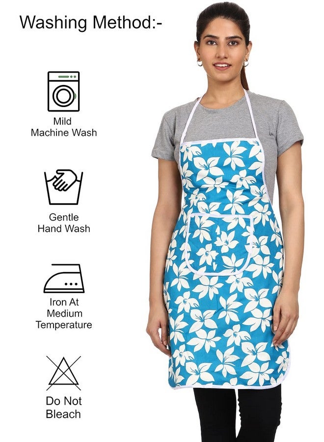 JMi Cotton Floral Print Aprons For Women kitchen Waterproof | Kitchen apron | Apron With Pocket | Multi colour | for Home, Kitchen, Restaurant Free Size (Pack of 3) - Image 3