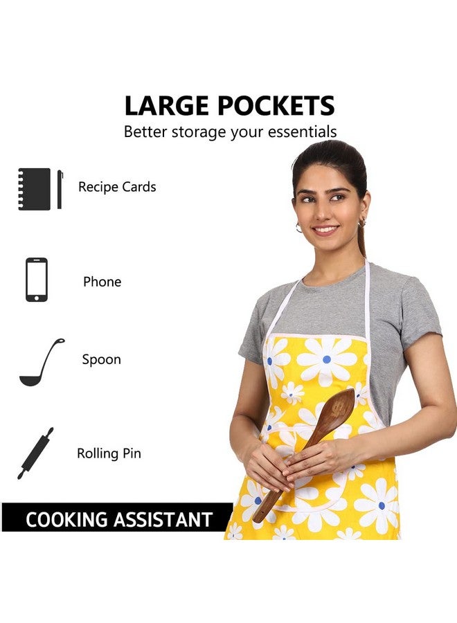 JMi Cotton Floral Print Aprons For Women kitchen Waterproof | Kitchen apron | Apron With Pocket | Multi colour | for Home, Kitchen, Restaurant Free Size (Pack of 3) - Image 2