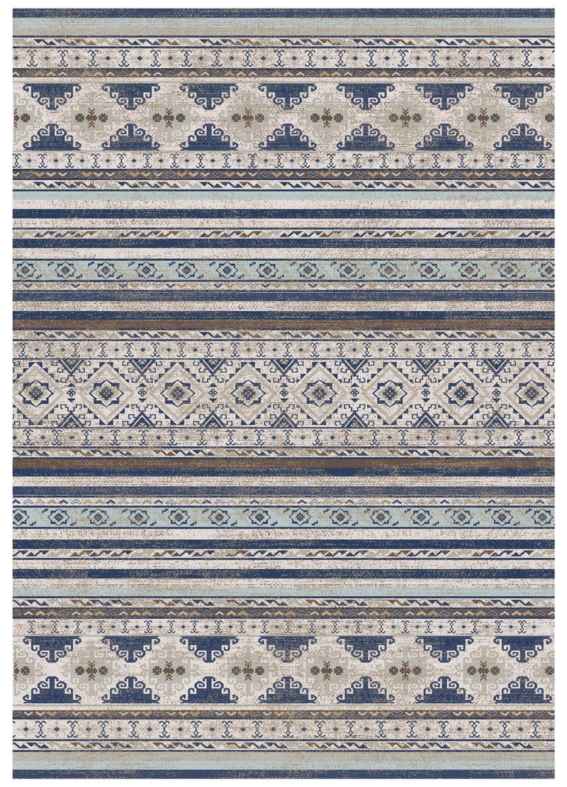 RUGSURE Washable Area Rugs 6' x 9' - 1/6 Thick - Moroccan-Inspired -Stain & Water Resistant Non-Slip - Resistant Rug for Living Room, Bedroom, Nursery, Pet & Child Friendly (Blue and Brown) - Image 2