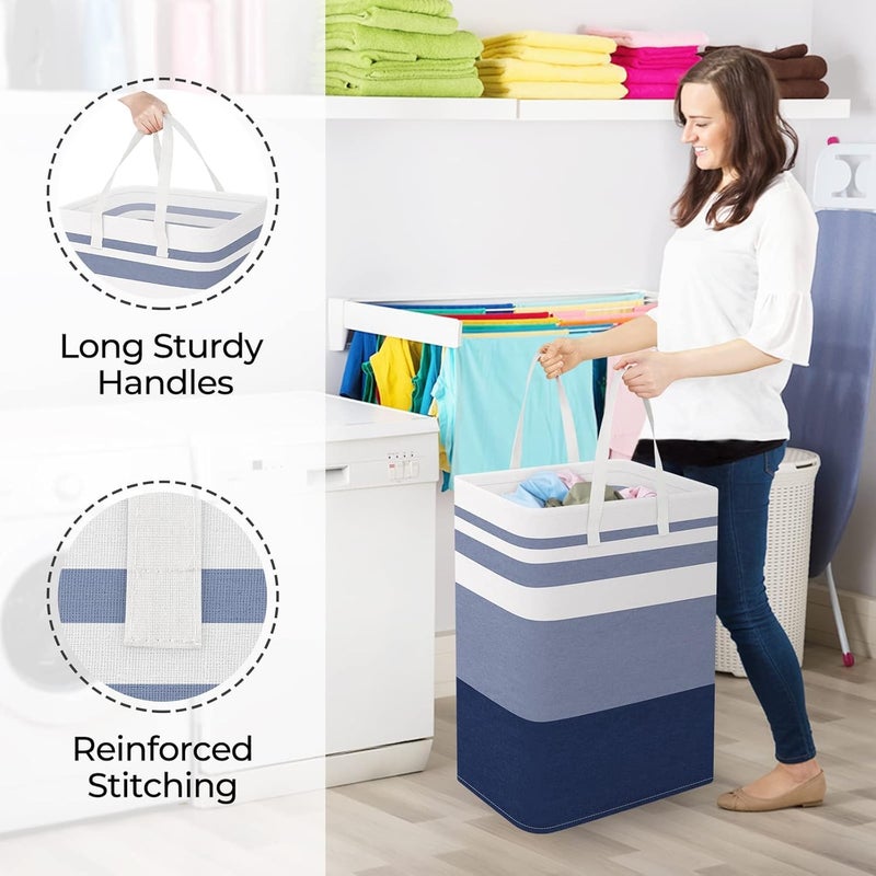 StorageRight Laundry Basket Hamper Large Collapsible Laundry Hamper with Easy Carry Handlesï¼ŒFreestanding Clothes Hampers for Laundry, Bedroom, Dorm, Clothes, Towels, 75L, Gradient Blue - Image 4