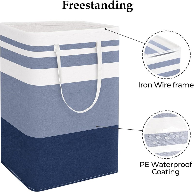 StorageRight Laundry Basket Hamper Large Collapsible Laundry Hamper with Easy Carry Handlesï¼ŒFreestanding Clothes Hampers for Laundry, Bedroom, Dorm, Clothes, Towels, 75L, Gradient Blue - Image 3