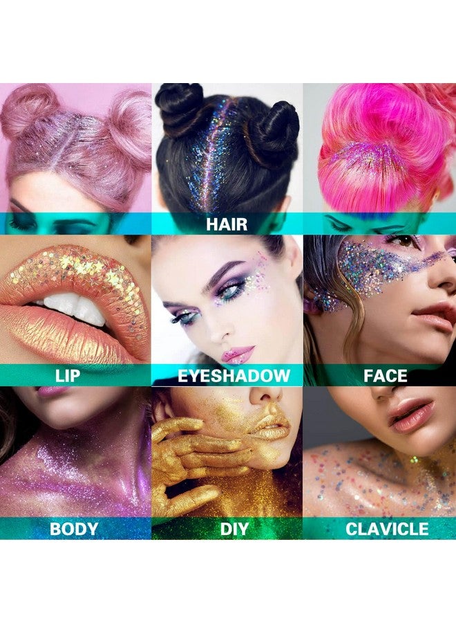 paminify Gold Face Glitter Gelsinger Concerts Music Festival Rave Accessorieshalloween Body Glitter Hair Sequins Face Glitter Paint Makeupmardi Gras Sparkling Chunky Glitter For Women50Ml - Image 4