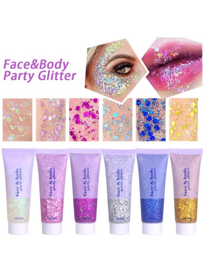paminify Gold Face Glitter Gelsinger Concerts Music Festival Rave Accessorieshalloween Body Glitter Hair Sequins Face Glitter Paint Makeupmardi Gras Sparkling Chunky Glitter For Women50Ml - Image 2