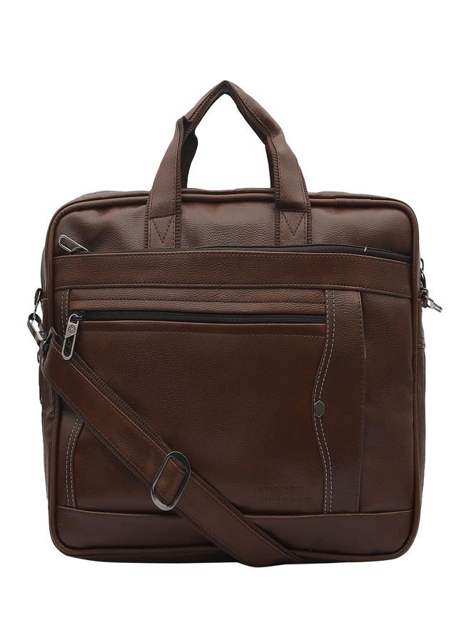 BILL BOND Professional Laptop Messenger Bag for Men & Women | Water Resistant | With Rainproof Zippers | Tablet Compartment | Multiple Organisers | Office Bag | Black | Faux Leather - Image 1