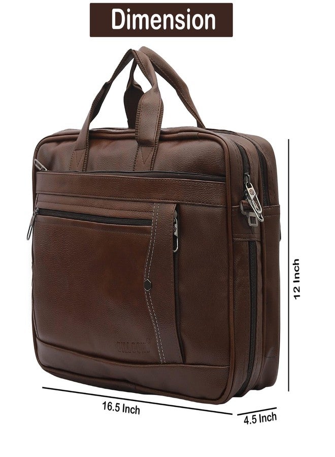 BILL BOND Professional Laptop Messenger Bag for Men & Women | Water Resistant | With Rainproof Zippers | Tablet Compartment | Multiple Organisers | Office Bag | Black | Faux Leather - Image 4