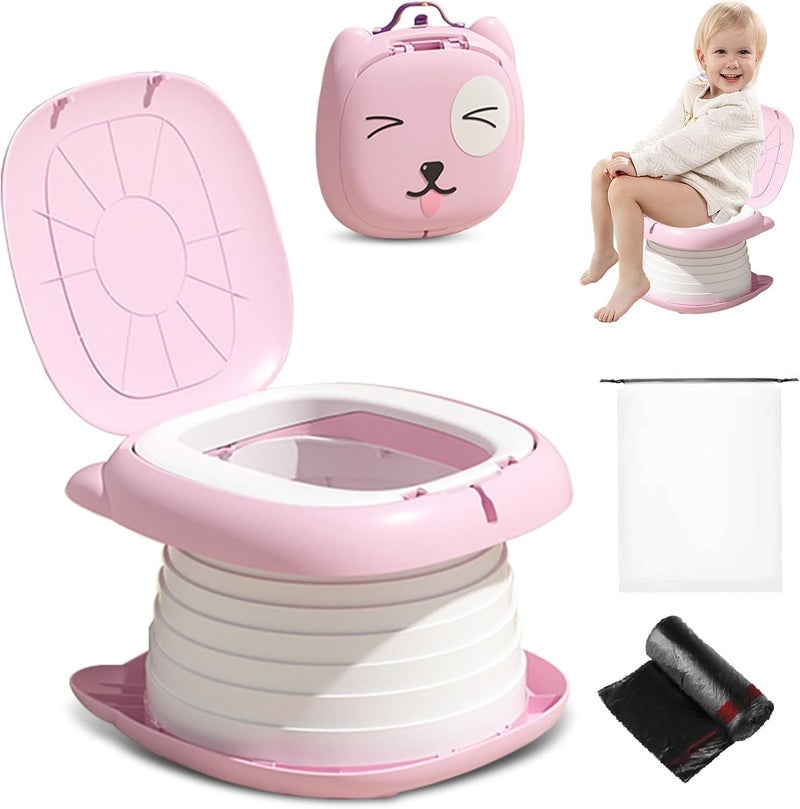ZONEY Portable Potty - Travel Foldable Training Toilet for Kids (Pink) - Image 1