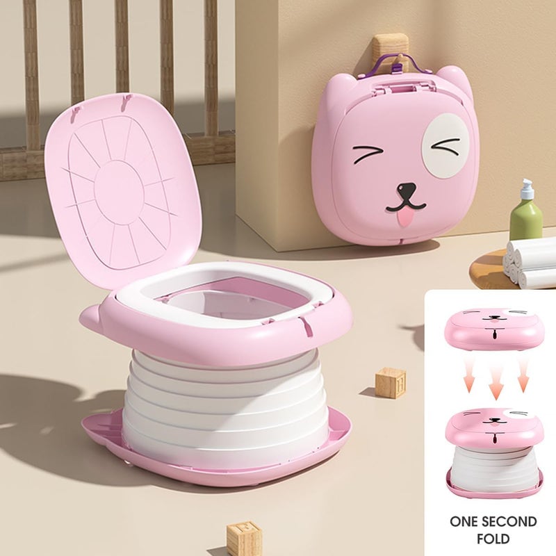 ZONEY Portable Potty - Travel Foldable Training Toilet for Kids (Pink) - Image 2