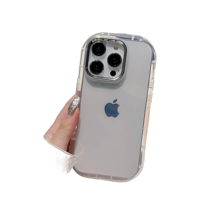 Silicone Protective Case for iPhone 11 with Shockproof and Kickstand plus Shockproof plus Candy Color plus Metal Frame in Clear - Image 1