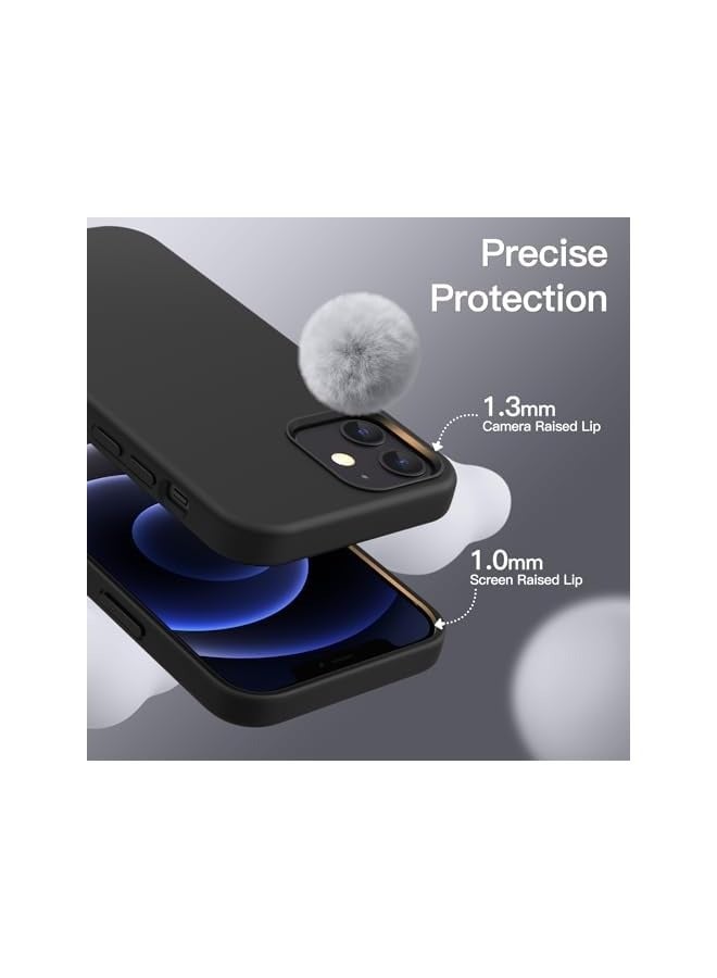 جي تيك جراب سيليكون لهاتف iPhone 12/12 Pro مقاس 6.1 بوصة، جراب هاتف واقٍ كامل الجسم ناعم الملمس كالحرير، غطاء مقاوم للصدمات مع بطانة من الألياف الدقيقة (أسود) - Image 5