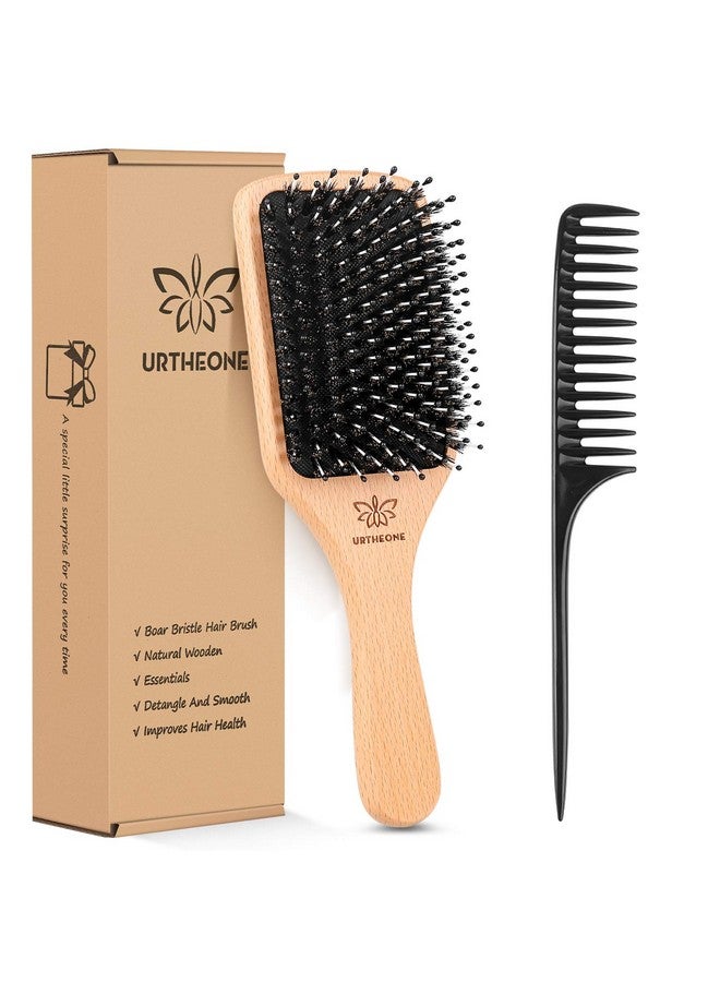 URTHEONE Hair Brush Boar Bristle Hairbrush For Thick Curly Thin Long Short Wet Or Dry Hair Adds Shine And Makes Hair Smooth, Best Paddle Hair Brush For Men Women Kids - Image 1