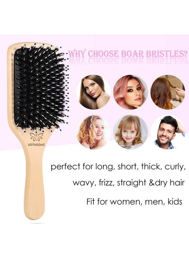 URTHEONE Hair Brush Boar Bristle Hairbrush For Thick Curly Thin Long Short Wet Or Dry Hair Adds Shine And Makes Hair Smooth, Best Paddle Hair Brush For Men Women Kids - Image 3