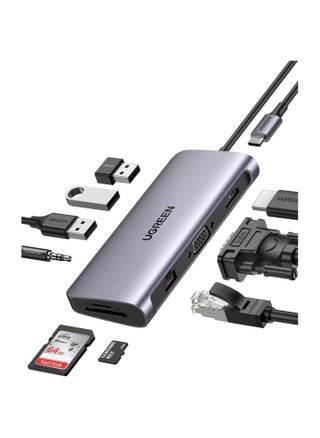 UGREEN USB C Hub 10 in 1 Type C Hub with Ethernet,4K USB C to HDMI,VGA,PD Power Delivery,3 USB 3.0 Ports,USB C to 3.5mm,SD/TF Cards Reader Compatible for MacBook Pro/Air,iPad Pro 2021 and USB C Device - pzsku/Z974B1C413428E81C68C5Z/45/_/1654955171/ea7fb396-e381-4919-b424-89ace7f50f86