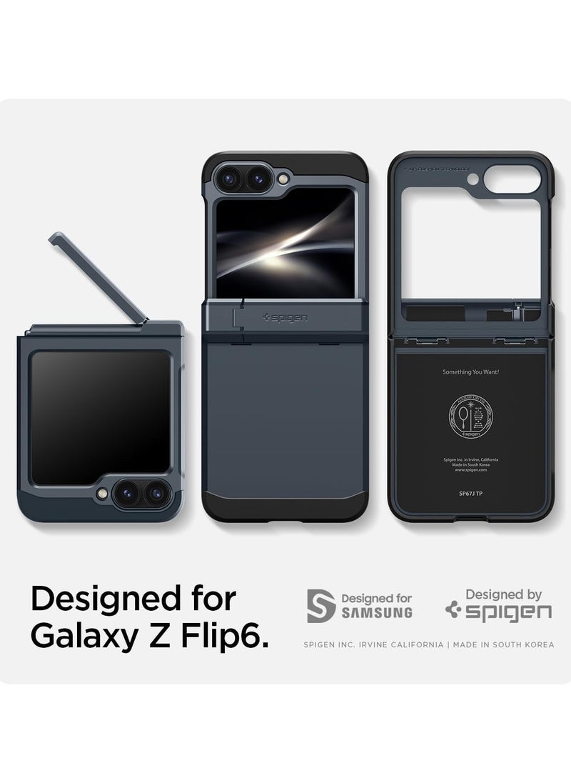 Spigen Tough Armor Pro for Samsung Galaxy Z Flip 6 Case Cover (2024) with Hinge Protection & Kickstand - Metal Slate  - Image 2