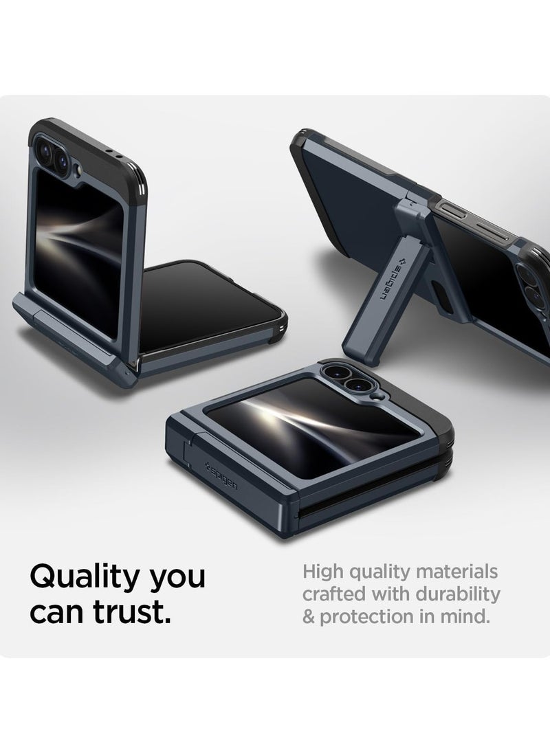 Tough Armor Pro for Samsung Galaxy Z Flip 6 Case Cover (2024) with Hinge Protection & Kickstand - Metal Slate