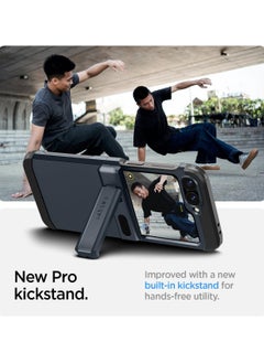 Spigen Tough Armor Pro for Samsung Galaxy Z Flip 6 Case Cover (2024) with Hinge Protection & Kickstand - Metal Slate  - Image 4