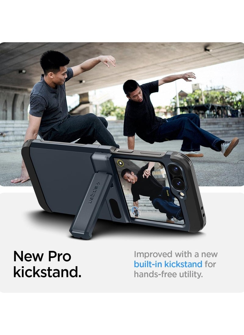 Spigen Tough Armor Pro for Samsung Galaxy Z Flip 6 Case Cover (2024) with Hinge Protection & Kickstand - Metal Slate  - Image 4