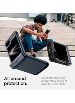 Spigen Tough Armor Pro for Samsung Galaxy Z Flip 6 Case Cover (2024) with Hinge Protection & Kickstand - Metal Slate  - Image 3