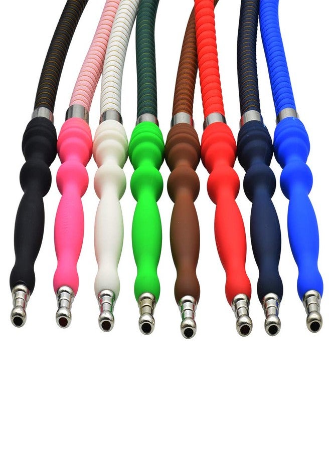 Dingde Hookah Hose Shisha Washable Soft Touch Rubber Handle Metal Alloy Tip Leather Wrapped 72'' Shisha Hookah Hose Perfect Fit All Hookah Set White - Image 3