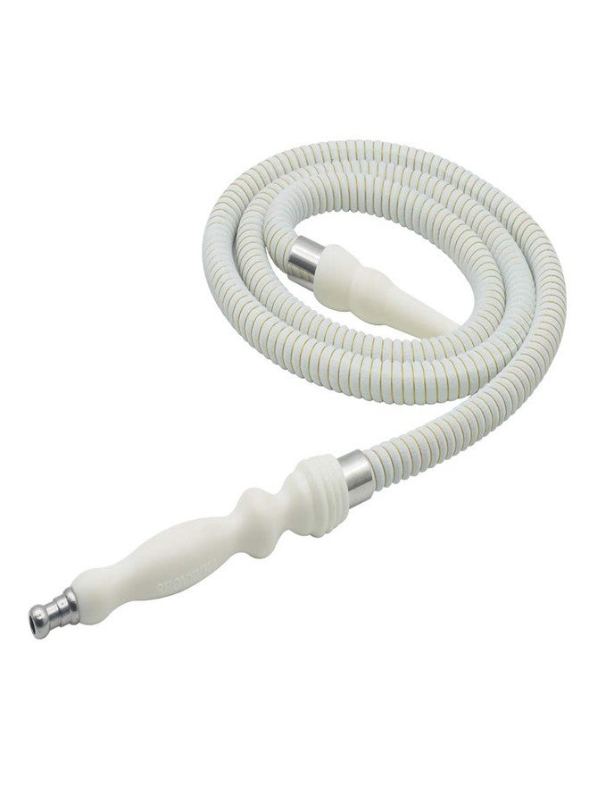 Dingde Hookah Hose Shisha Washable Soft Touch Rubber Handle Metal Alloy Tip Leather Wrapped 72'' Shisha Hookah Hose Perfect Fit All Hookah Set White - Image 1