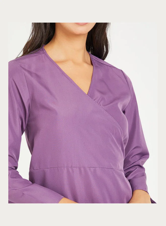 Styli Long Sleeves Wrap Around Longline Top