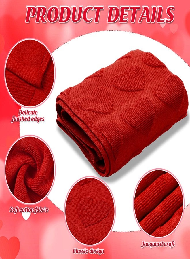 Hallswl 3pcs Valentine's Day Hand Towels Red Hearts Jacquard Towel for Bath 100% Cotton Soft Bathroom Kitchen Decorative Set for Valentine's Day Holiday Decor Gift,14 x 29 Inch - Image 3