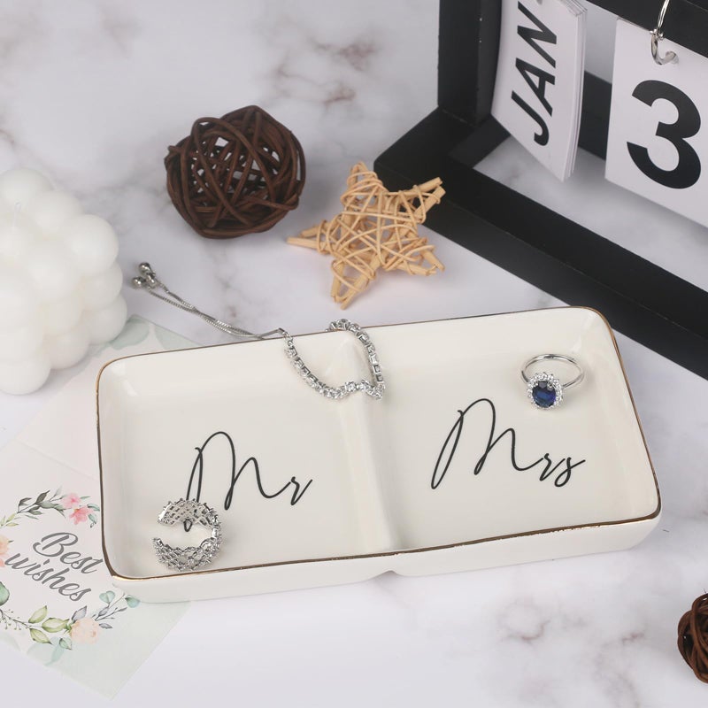 Piudee Engagement Ring Dish Future Mr and Mrs Gifts Ring Dish Wedding Ring Holder Jewelry Dish, Bridal Shower Gift for Bride to be Wedding Engagement Gifts for Her/Couples/Newlyweds Women - Image 3