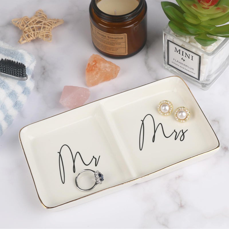 Piudee Engagement Ring Dish Future Mr and Mrs Gifts Ring Dish Wedding Ring Holder Jewelry Dish, Bridal Shower Gift for Bride to be Wedding Engagement Gifts for Her/Couples/Newlyweds Women - Image 5