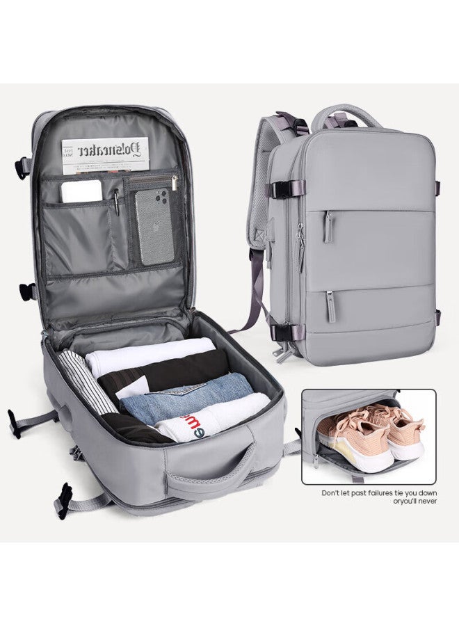 Landcase Travel Backpack For Women, Large Capacity, 15.6-inch Laptop Bag, Multifunctional Luggage Bag, 1637 Gray - Image 1