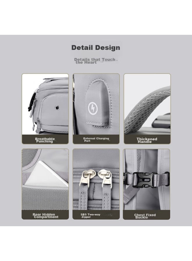 Landcase Travel Backpack For Women, Large Capacity, 15.6-inch Laptop Bag, Multifunctional Luggage Bag, 1637 Gray - Image 3