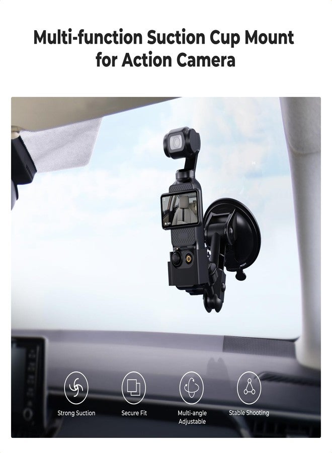 كيه آند إف كونسبت حامل شفط من K&F Concept لكاميرا DJI Osmo Pocket 3، حامل تثبيت على زجاج السيارة الأمامي أو لوحة القيادة لكاميرات GoPro Hero 13/12/11/10/9 باللون الأسود، وكاميرات DJI Osmo Action 3/4/5 Pro، وملحقات كاميرا Insta360 X5/X4 - Image 2