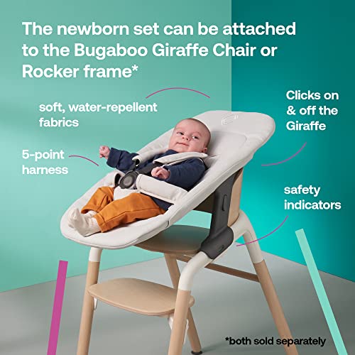 Bugaboo Giraffe Newborn Set – Padded Infant Seat Insert with 5-Point Harness – Ergonomic Baby Lounger Attachment for Giraffe High Chair & Rocker Frame – Birth to 6 Months - Tornado Grey - Image 5