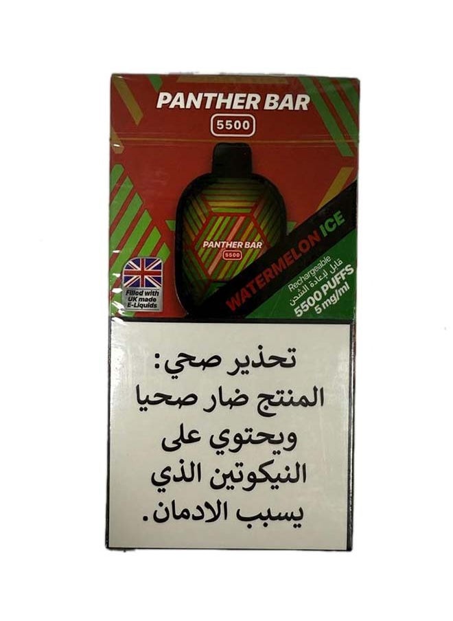 Panther 5,500 Puffs - Watermelon Ice 9.5 ML - 5 MG per ML - 550 MAH Battery (Rechargeable) 