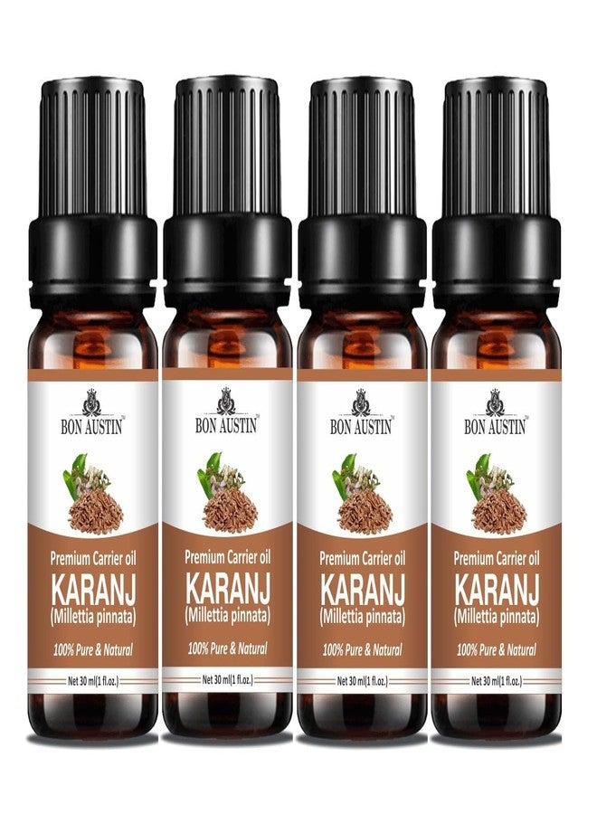 Bon Austin 100% Natural & Pure Karanj Premium Carrier Oil For Men & Women - Pack of 4 Bottle of 30ml - Image 1