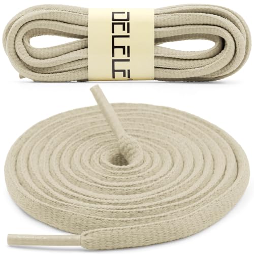 DELELE 2 Pair Oval Shoes laces Half Round 1/4" Athletic Shoelaces Shoe Strings Beige-35 inch - Image 2