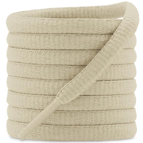 DELELE 2 Pair Oval Shoes laces Half Round 1/4" Athletic Shoelaces Shoe Strings Beige-35 inch - Image 1