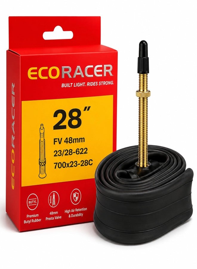 FCCRACING Ralson ECORACER Bicycle Tube 700x23-28C | Presta Valve 48mm | Premium Butyl Rubber Inner Tube for Bicycle (Pack of 1) - Image 5
