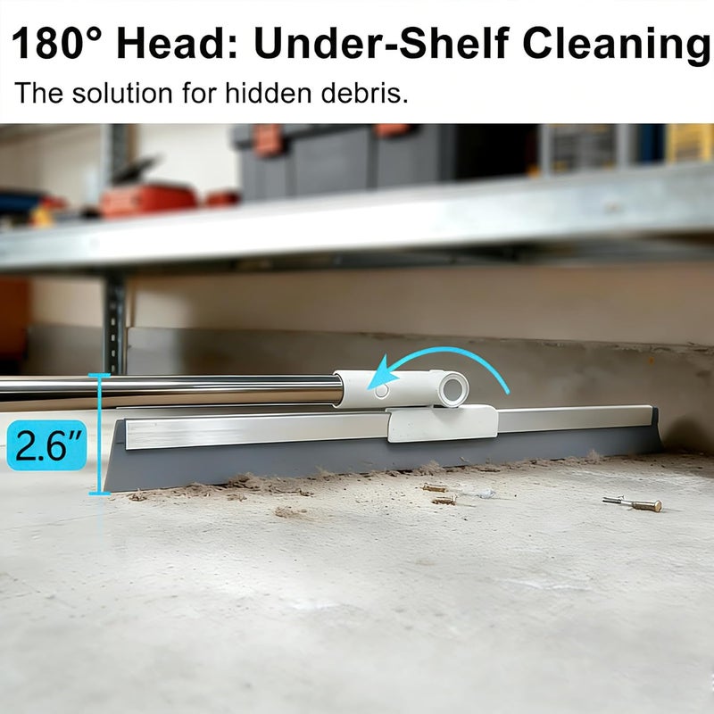 PUREXA 19.7'' Large Floor Squeegee with 51''-58'' Stainless Steel Telescoping Handle, Professional Silicone Squeegee Broom for Removing Water on Concrete Floor, Tile Floor, Epoxy, Garage, Driveway - Image 4