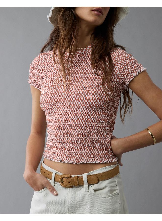 American Eagle AE Smocked Hey Baby Tee - Image 4