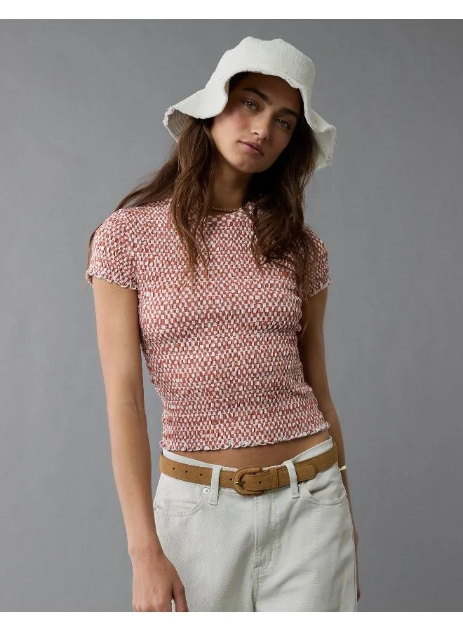American Eagle AE Smocked Hey Baby Tee