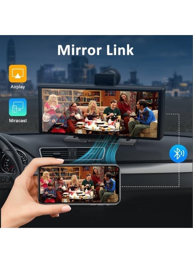 BlueFire Apple CarPlay & Android Auto 10.26" HD Wireless Car Stereo Touch Screen with 4K Dash Cam, Apple CarPlay & Android Auto, Dual Bluetooth, IPS Display, AUX/FM, Navigation, and Reverse Camera - Universal Plug & Play Multimedia Player - Image 2