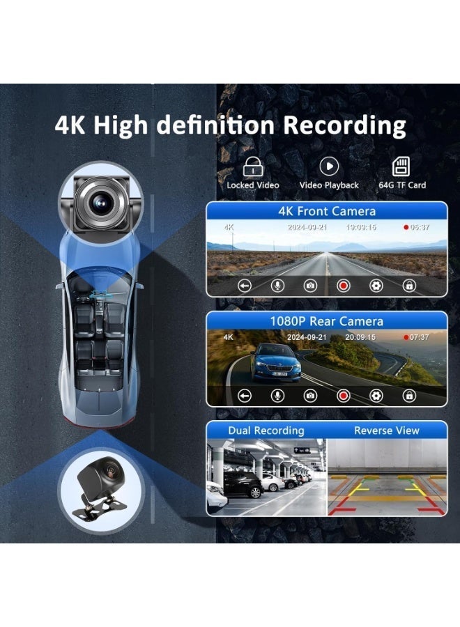 BlueFire Apple CarPlay & Android Auto 10.26" HD Wireless Car Stereo Touch Screen with 4K Dash Cam, Apple CarPlay & Android Auto, Dual Bluetooth, IPS Display, AUX/FM, Navigation, and Reverse Camera - Universal Plug & Play Multimedia Player - Image 4