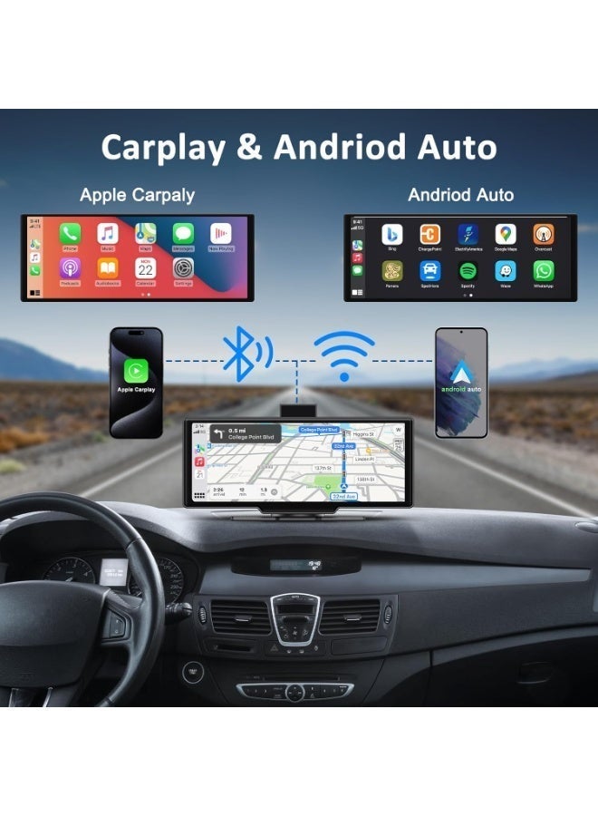 BlueFire Apple CarPlay & Android Auto 10.26" HD Wireless Car Stereo Touch Screen with 4K Dash Cam, Apple CarPlay & Android Auto, Dual Bluetooth, IPS Display, AUX/FM, Navigation, and Reverse Camera - Universal Plug & Play Multimedia Player - Image 5