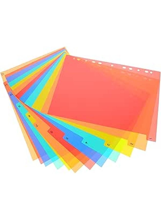 A4 Loose Leaf Binder Dividers with 12 Plastic Tabs for Office Filing School Organization - Image 1