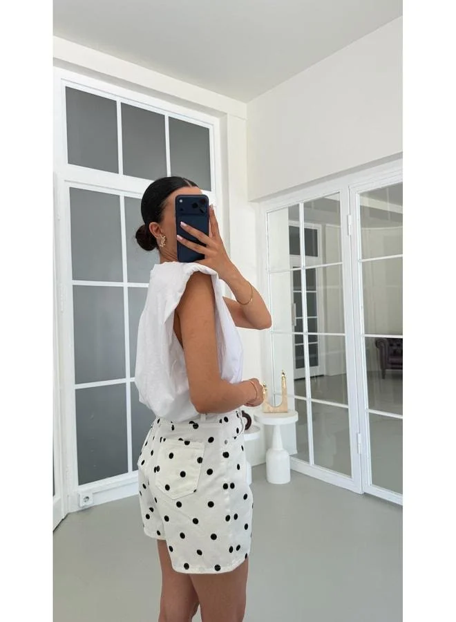 Gaus  White Polka Dot Shorts GAUS-01752. for Women | Best Price UAE